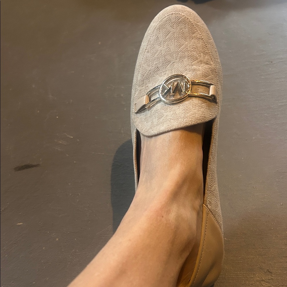 Michael Kors Light Gray Loafers with Silver Emblem - Picture 8 of 8